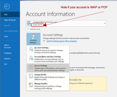 incoming outlook mail server settings sbcglobal.net